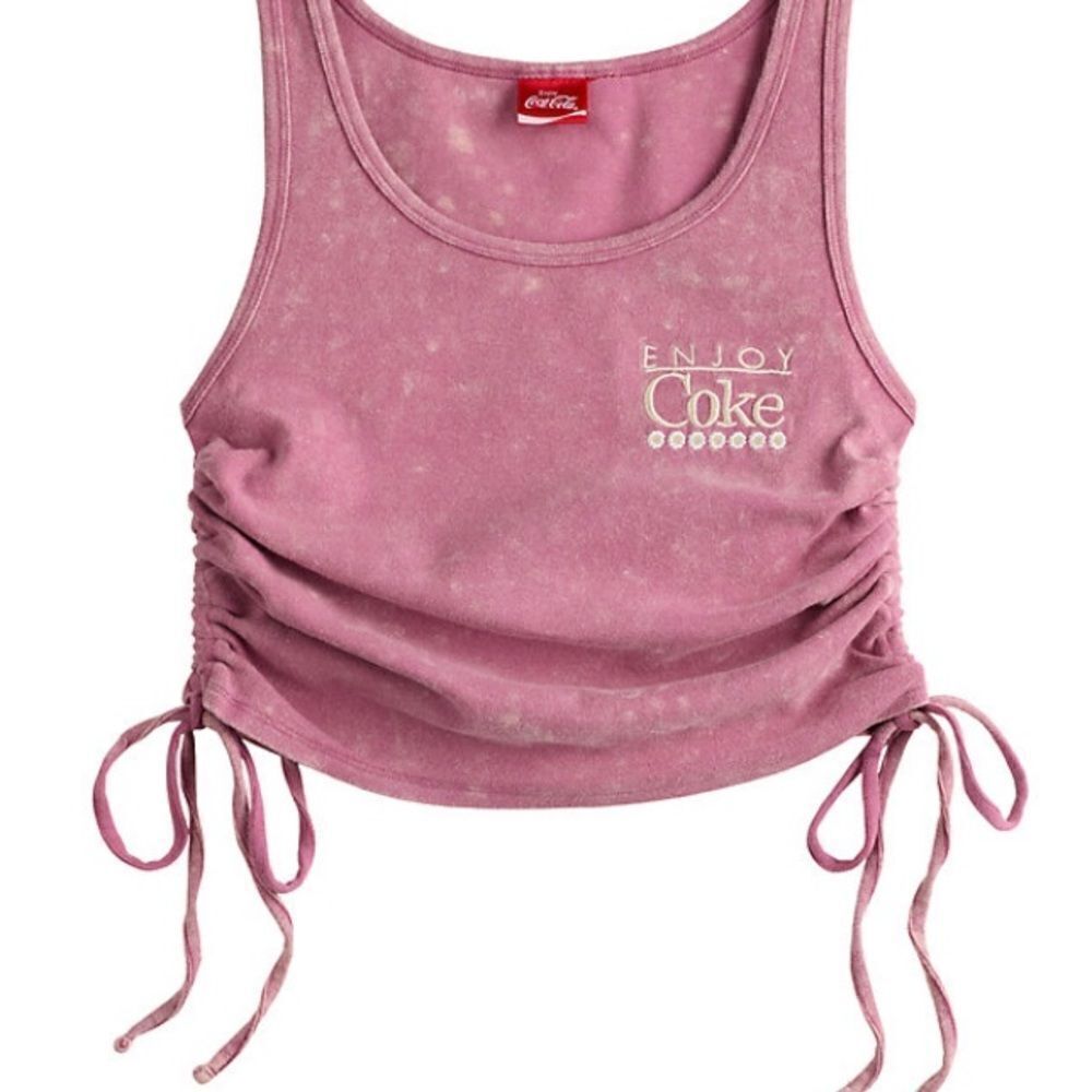 Coca Cola Enjoy Embroidered Side Cinch Ribbed Tank Тор